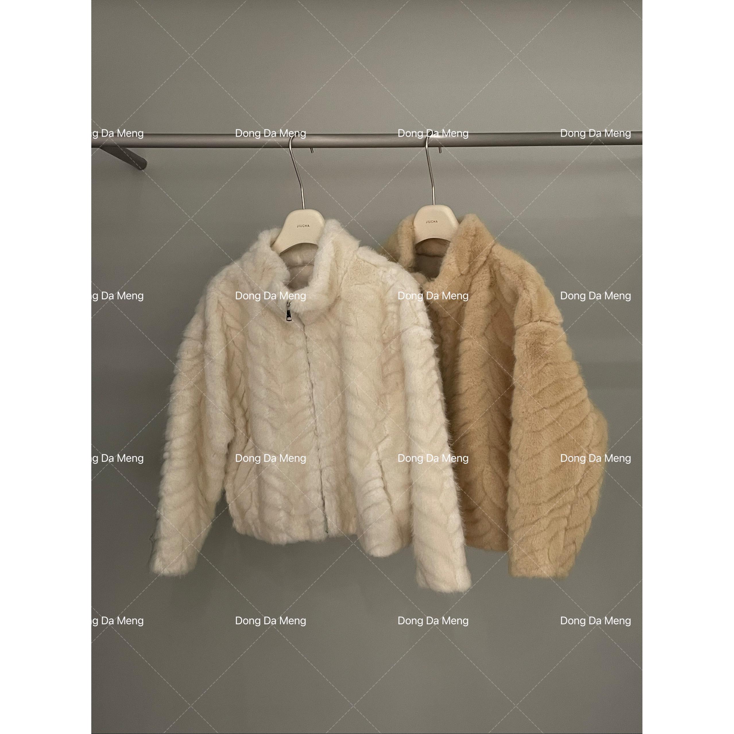 560韩系高级感立领金叶貂毛宽松显瘦短款毛毛外套女