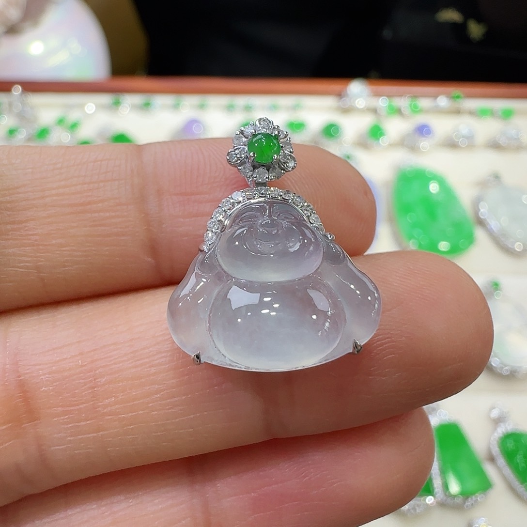 翡翠吊坠(不含链)18K金镶嵌