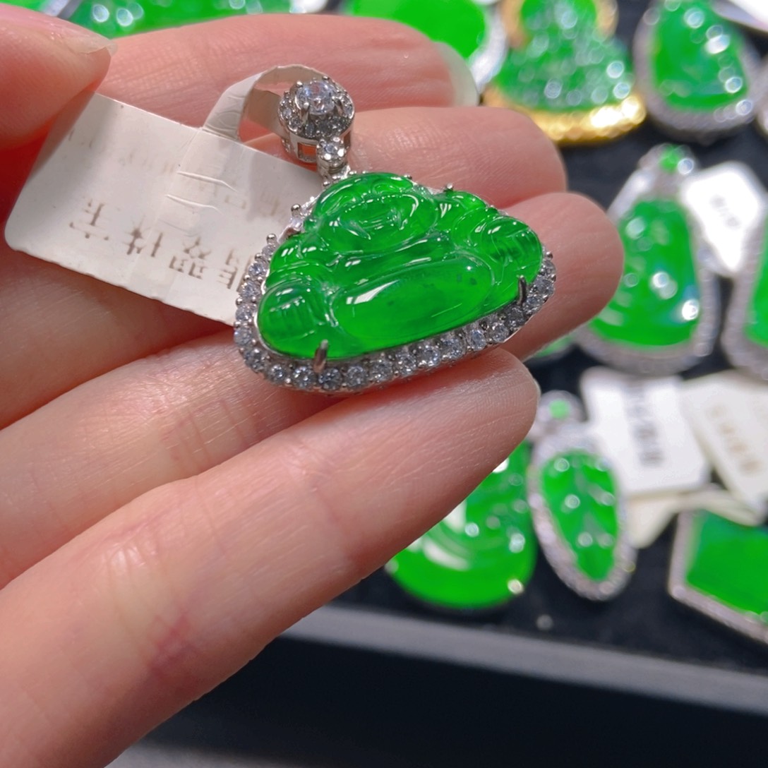 翡翠吊坠(不含链)银S925镶嵌