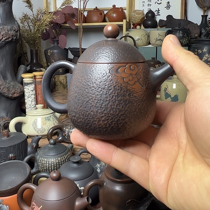 建水紫陶龙蛋祥云特价微瑕