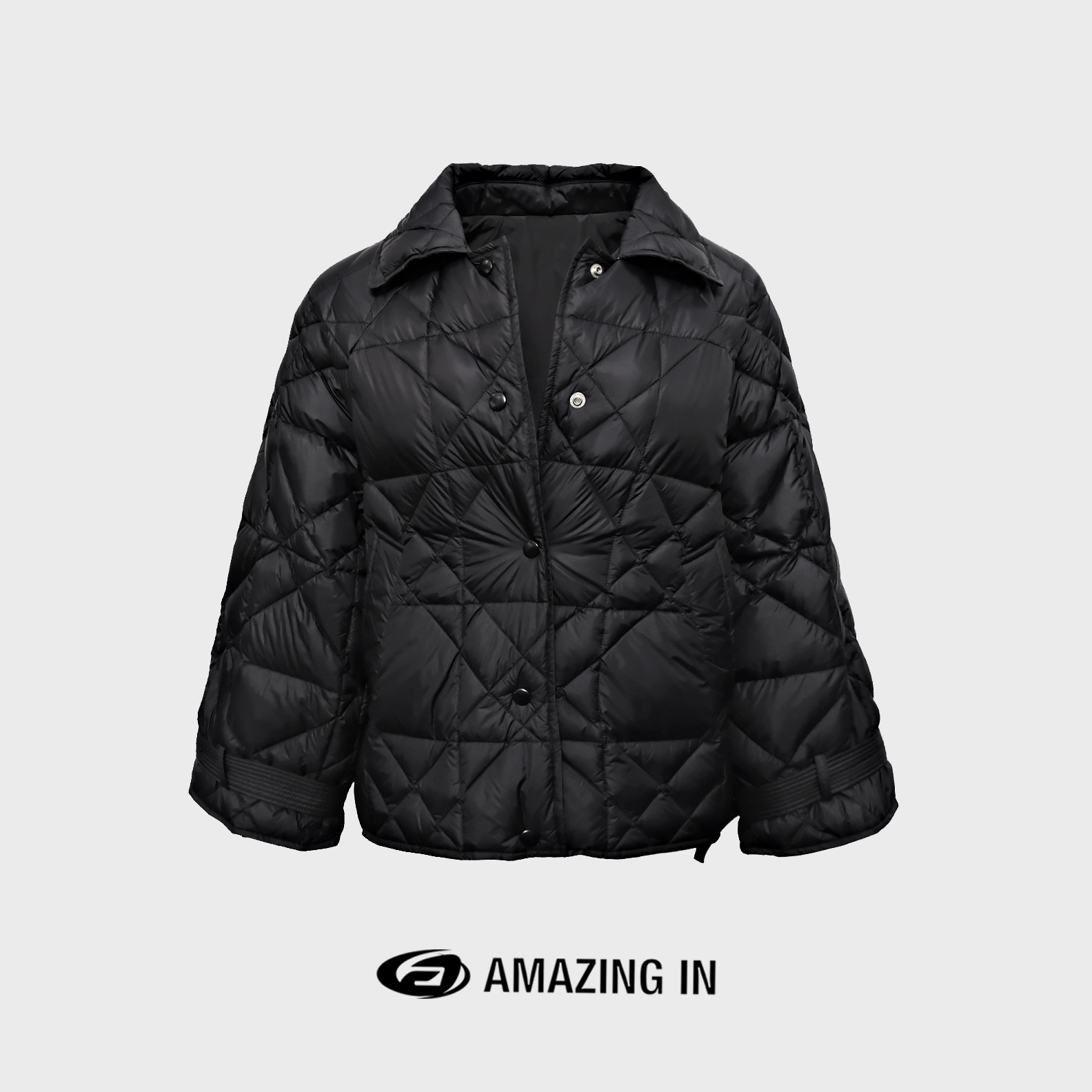 AMAZING IN 轻薄柔软藤编菱形格鹅绒外套A231013-LG23-076