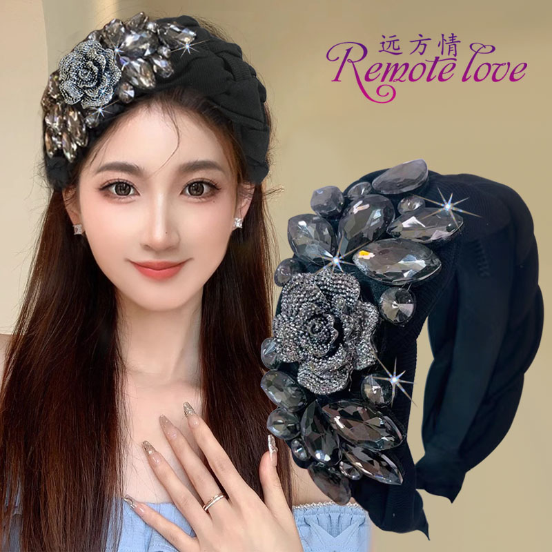 remote love/远方情奢华水钻花朵发箍法式高颅顶遮白发头饰T2798