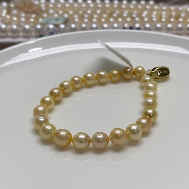 银S925镶嵌手链海水珍珠6-8mm