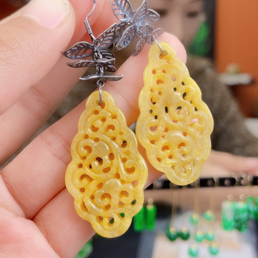 翡翠未镶嵌耳饰饰品