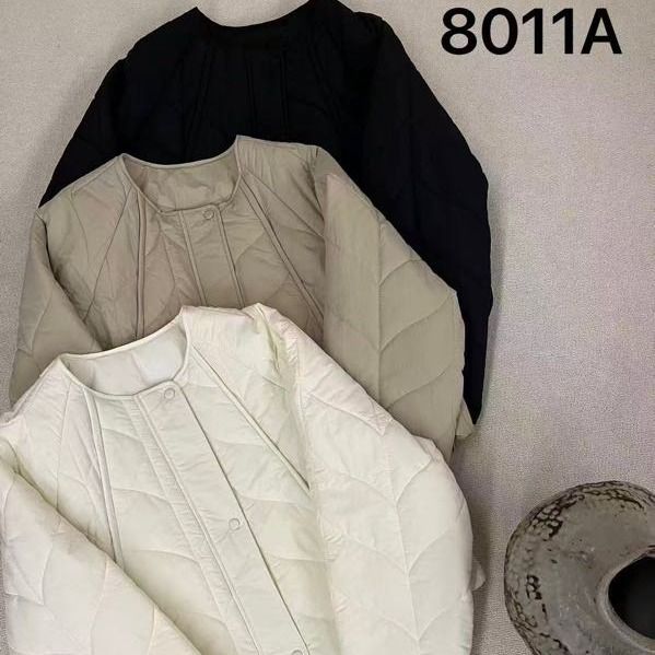 圆领衔格棉短外套8011A