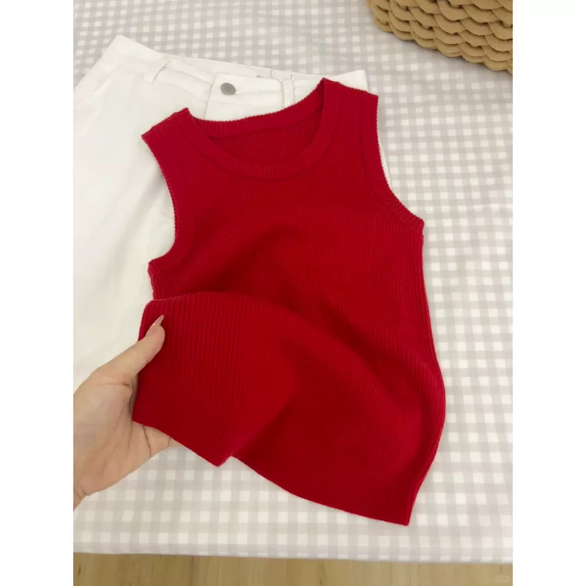 复古显白针织吊带女春夏内搭外穿遮副乳防走光无袖上衣