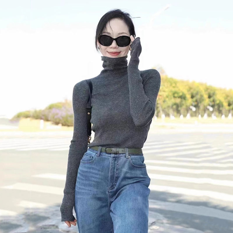 商场同款2025秋冬季新款女装高领山羊绒慵懒风长袖打底衫针织毛衣