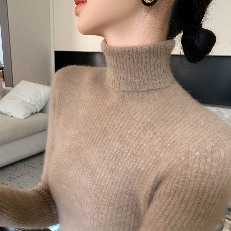 哥弟阿玛施正秋冬羊绒衫女内搭高领毛衣修身羊毛衫加厚保暖打底衫