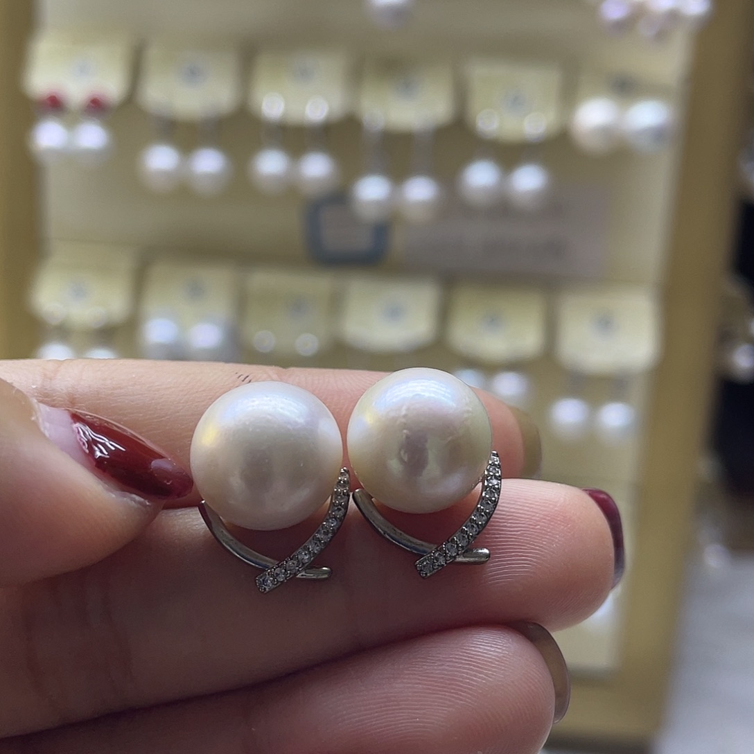 淡水珍珠耳饰银S925镶嵌