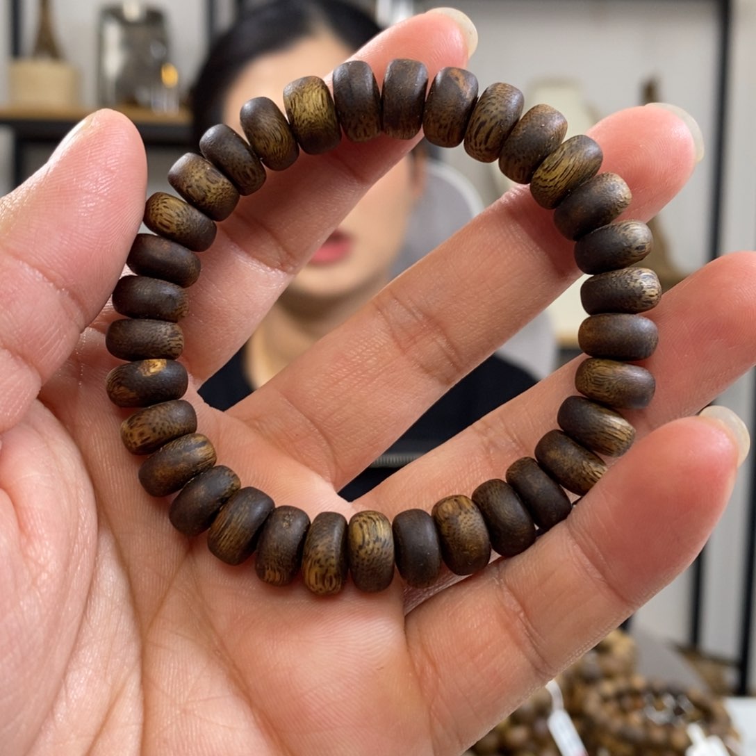 沉香手串奇楠沉香算盘珠1.0单圈9克