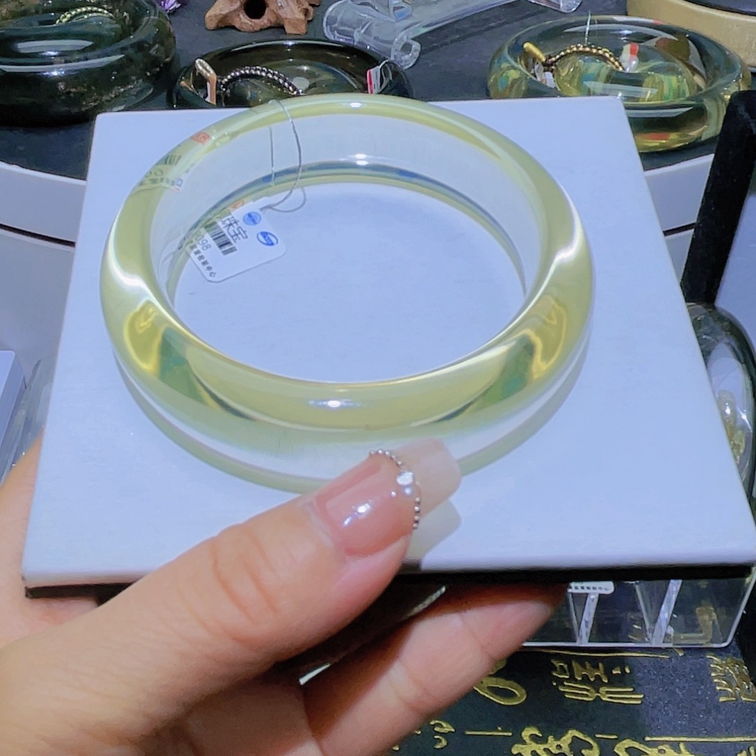 水晶手镯未镶嵌天然黄水晶全净体55➕