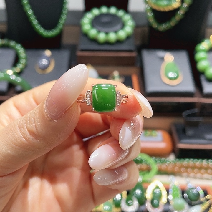 和田玉银S925镶嵌戒指