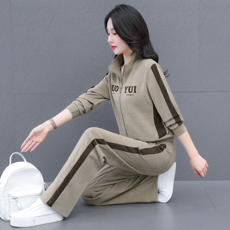 春秋季秋装运动服时尚韩版卫衣立领休闲运动套装显瘦大码长袖洋气
