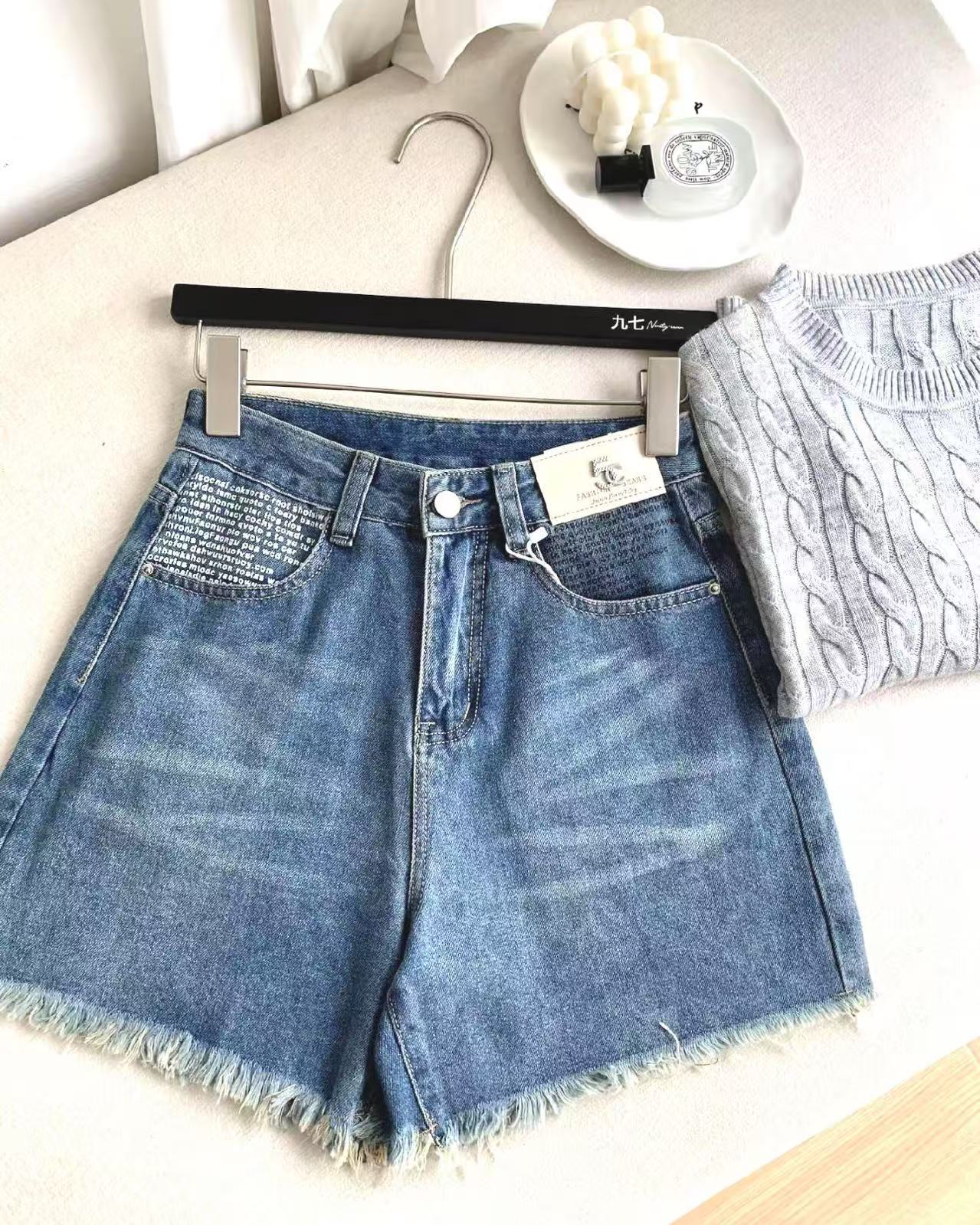 【YZ•衣系列】NN3558-时尚女装设计感牛仔短裤高腰百搭显瘦