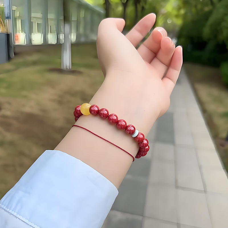天然辰砂好品质朱砂手串帝王砂珠子转运珠手链