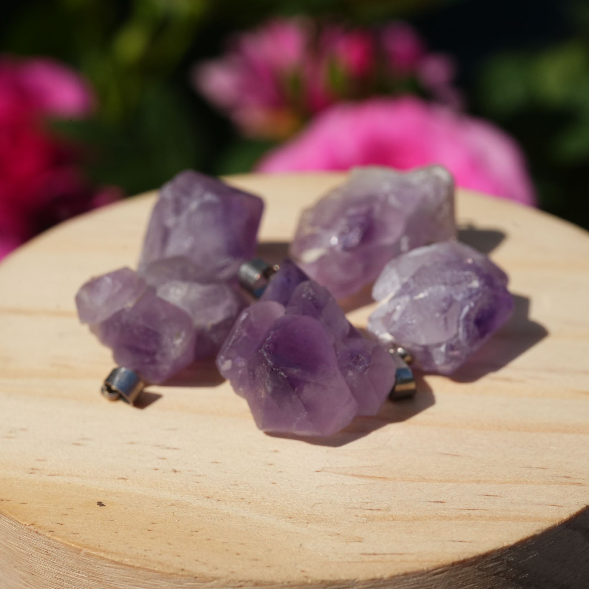 天然紫水晶原矿晶体吊坠 多样性发一