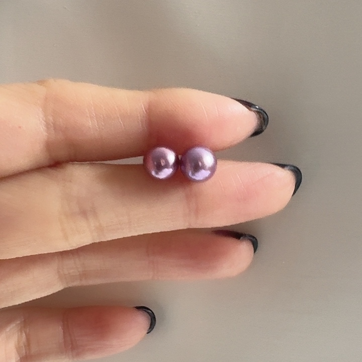 淡水珍珠耳饰银S925镶嵌7-8mm