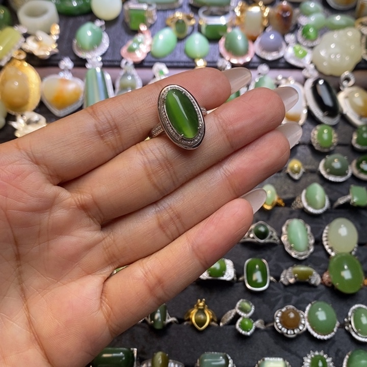 月***紫银S925镶嵌和田玉挂件