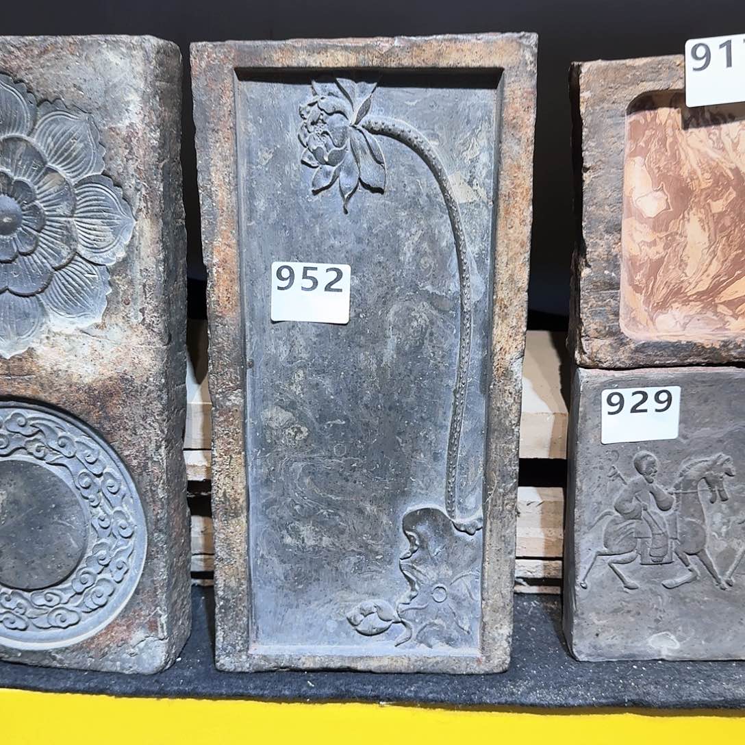 老砖后刻茶台，砚台，画像砖