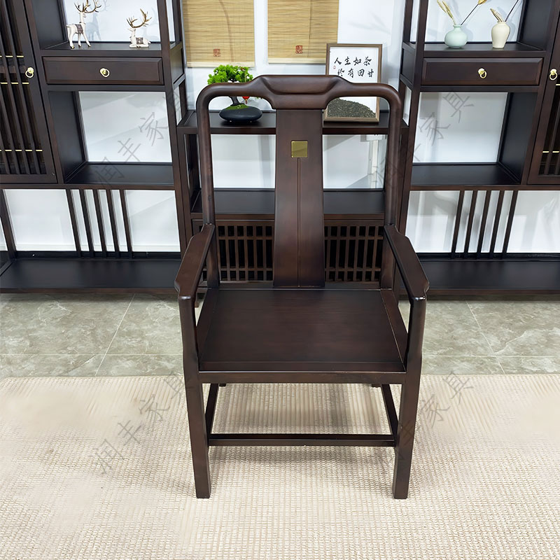 【润丰严选】加蓬乌金木新中式主人椅全实木茶桌椅禅意茶椅简约