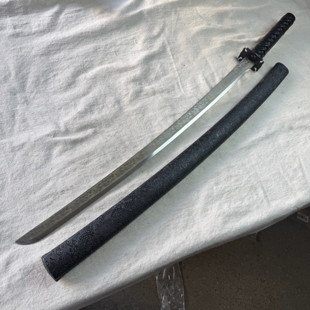 3584 龙泉昊天宝剑唐横刀高锰钢包皮鞘未开刃