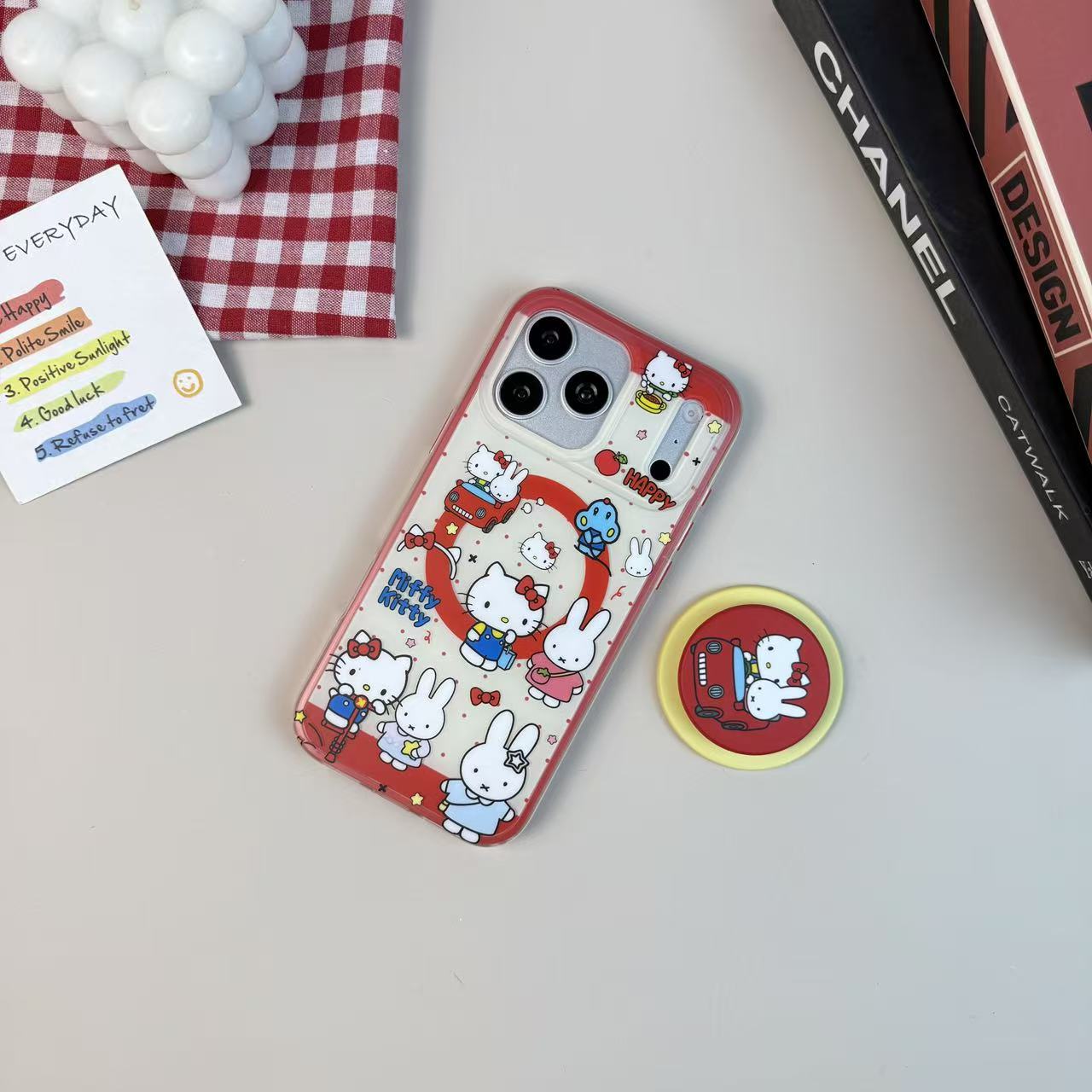 【萌】磁吸二合一卡通可爱创意红边手机壳适用于苹果17promax.17pro