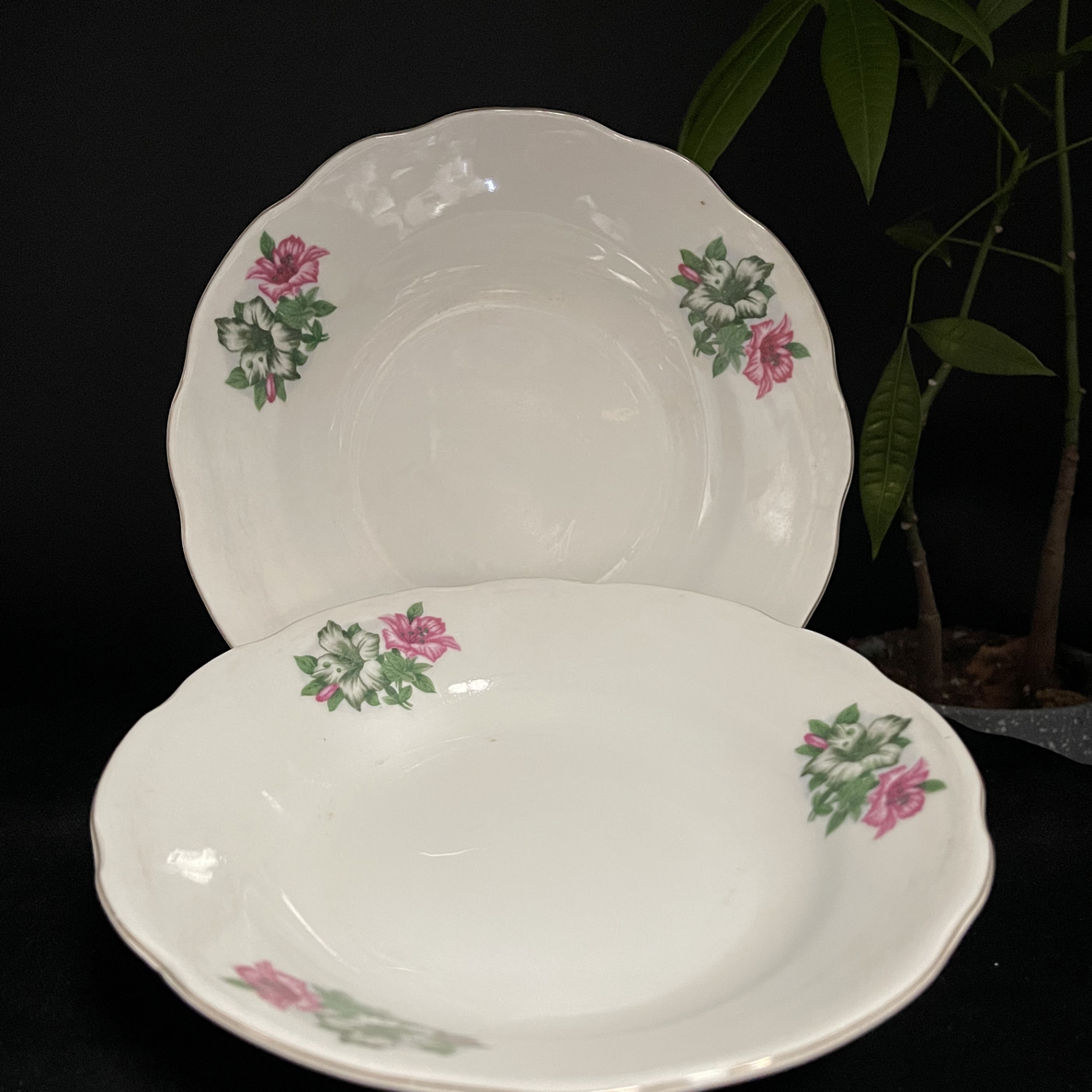 八十年代出口老式菜盘葵口边釉上彩国营老厂尾货老瓷微瑕