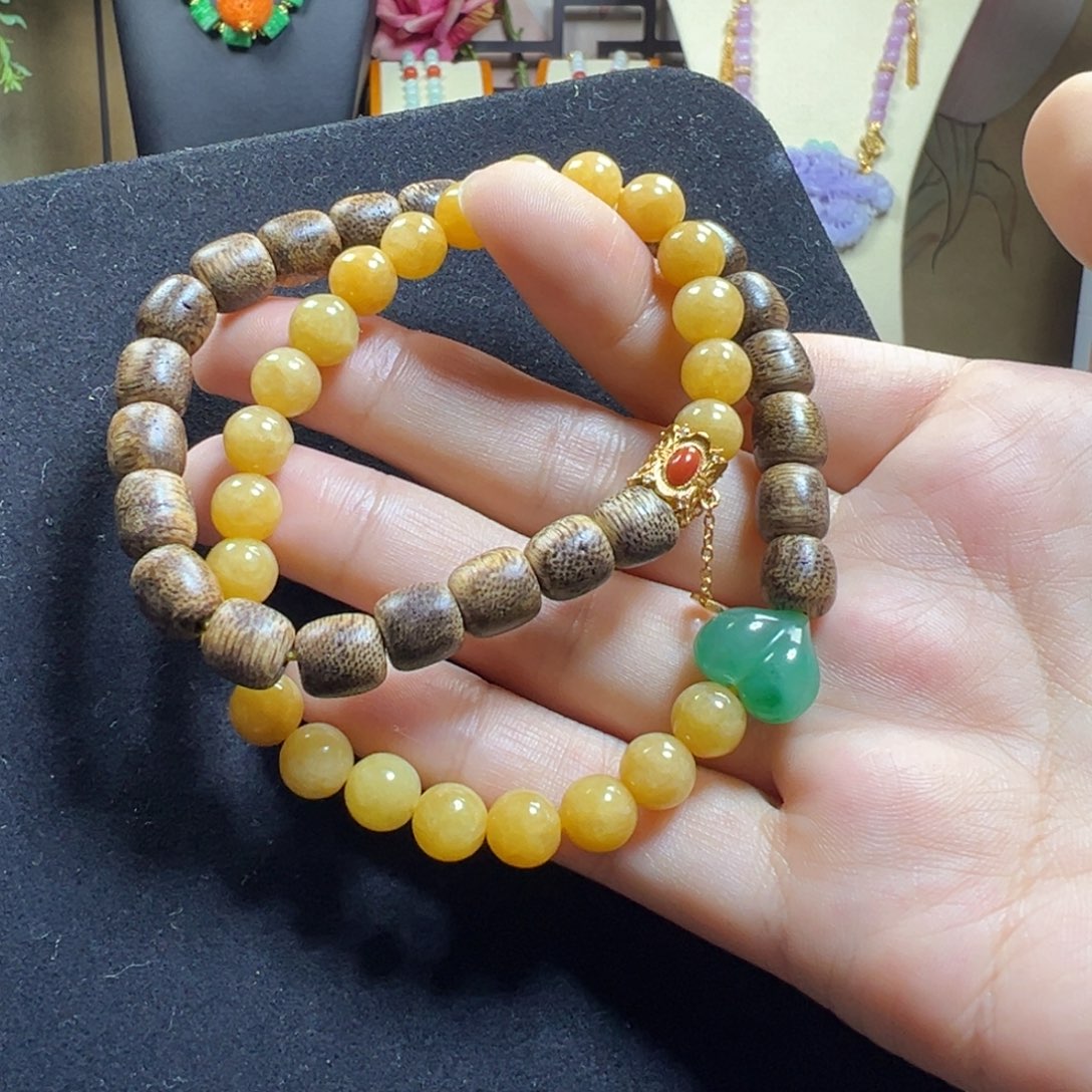 翡翠未镶嵌毛衣链黄翡