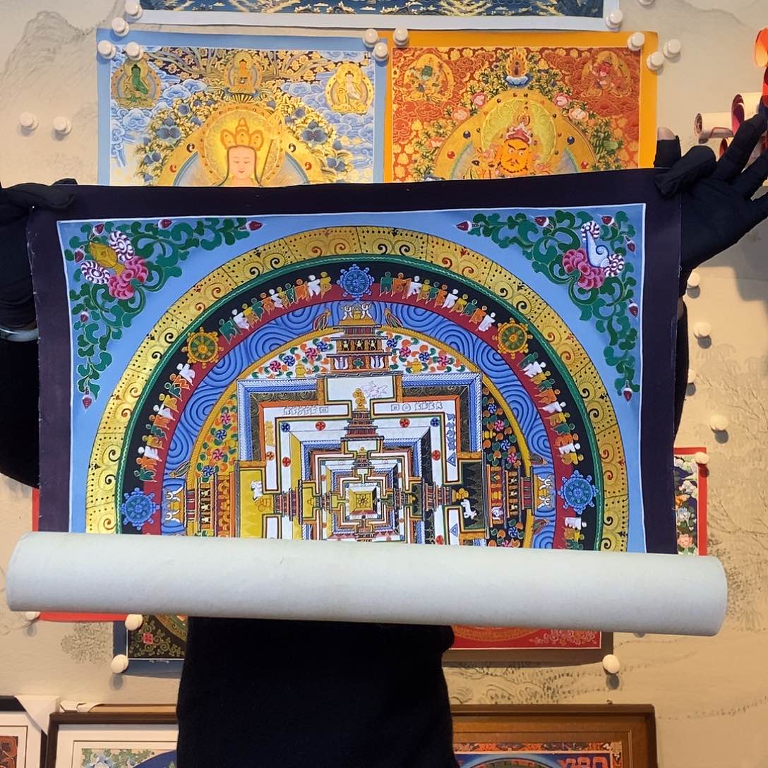 卷轴画纯手绘坛城唐卡50厘米左右