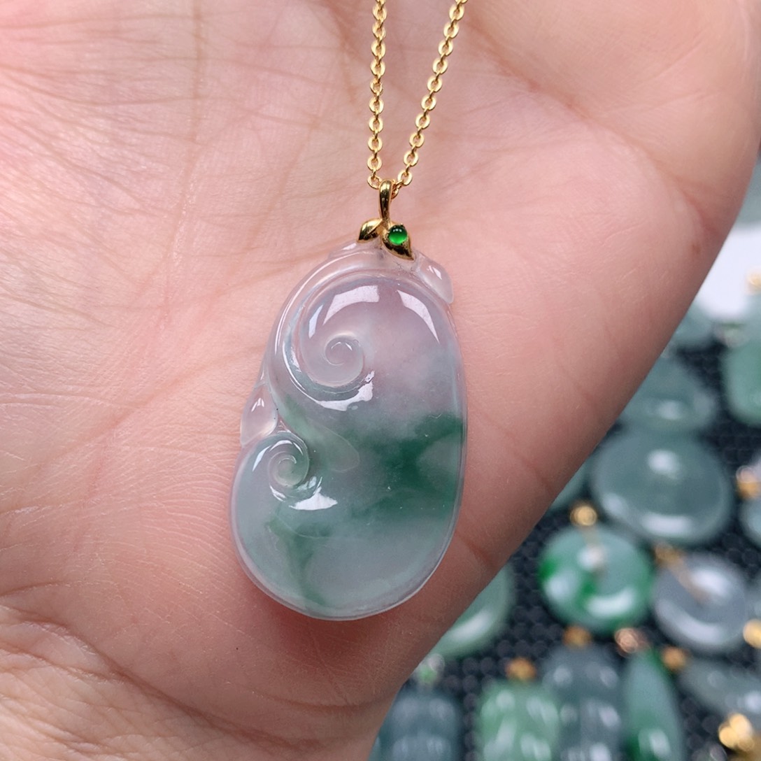 【闪购商品】翡翠吊坠(不含链)18K金镶嵌