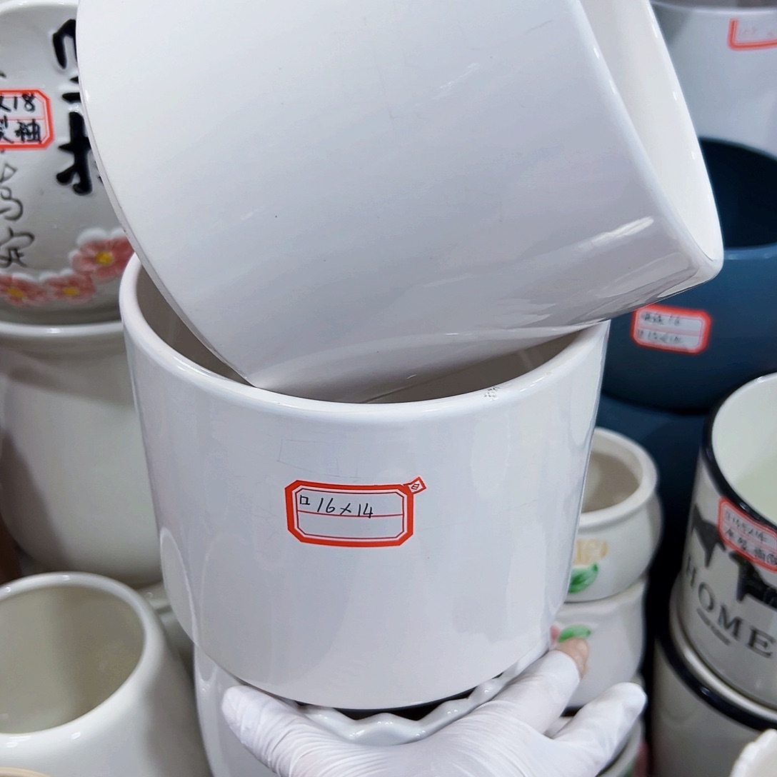 有孔，外贸尾单陶瓷花盆凑单10米包邮