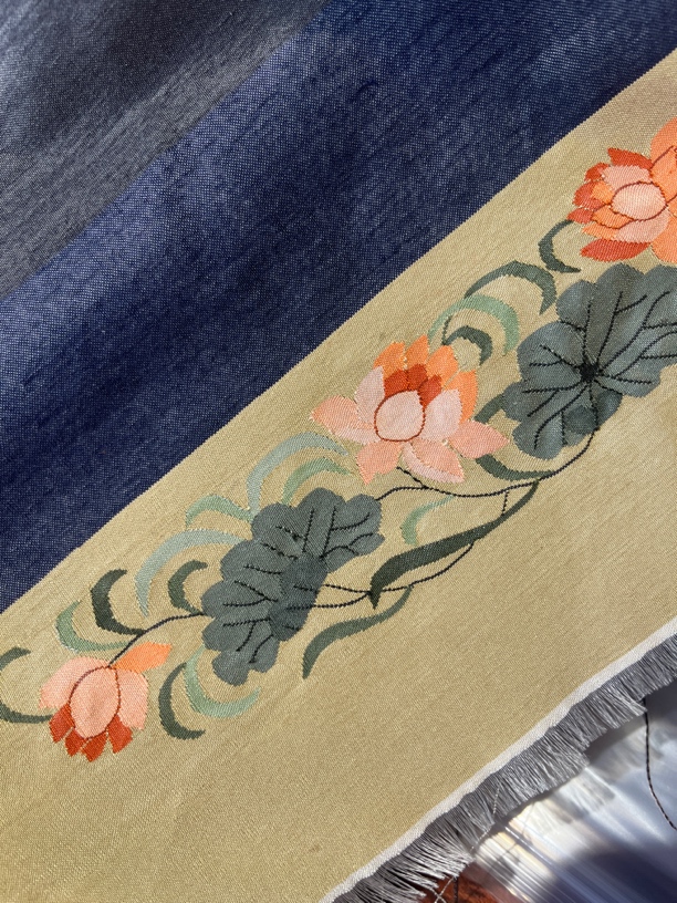 大满家桑蚕丝缂丝门襟面料29×20 桑蚕丝面料