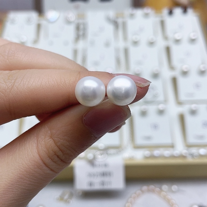 淡水珍珠耳饰银S925镶嵌Y***_