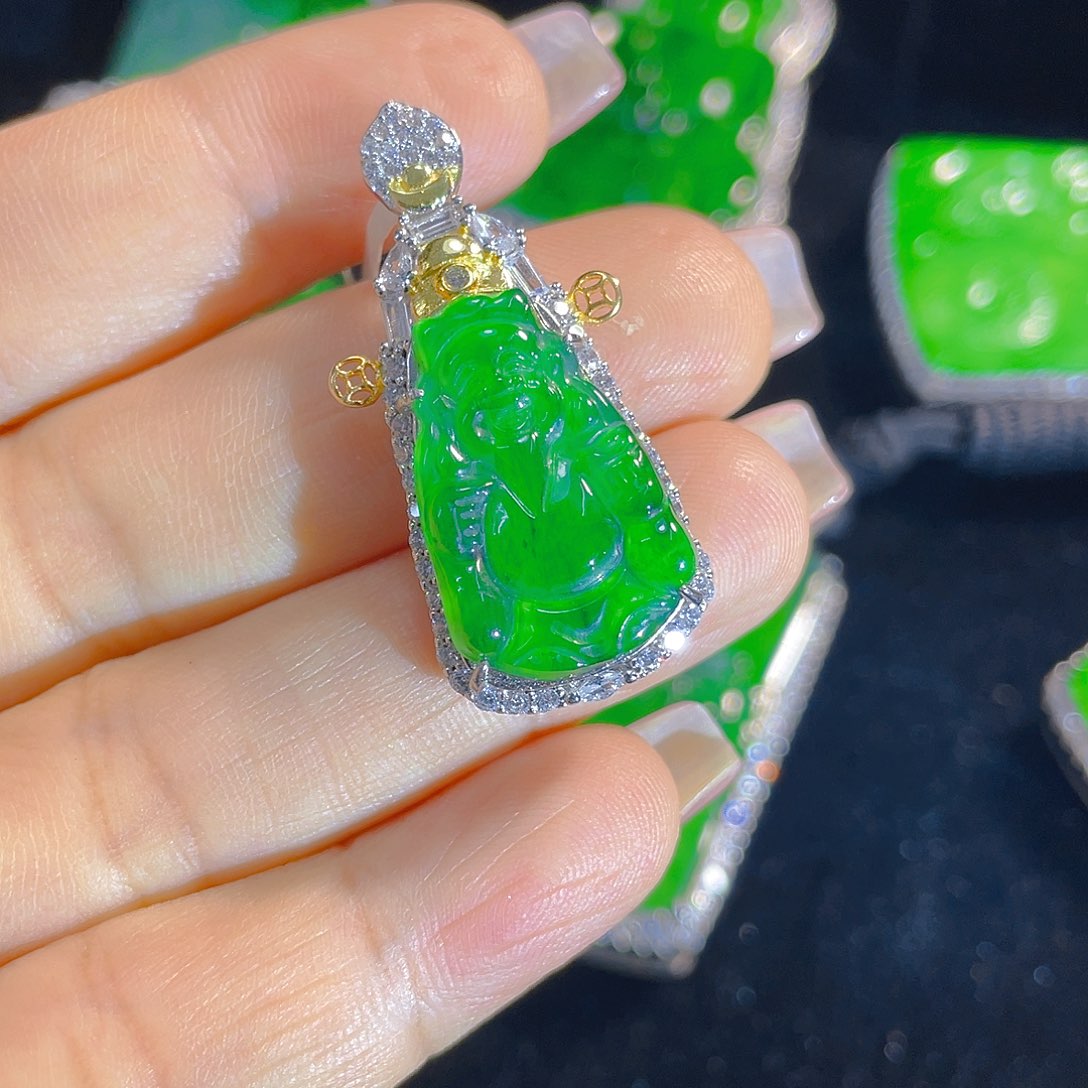 翡翠银S925镶嵌颈饰天然