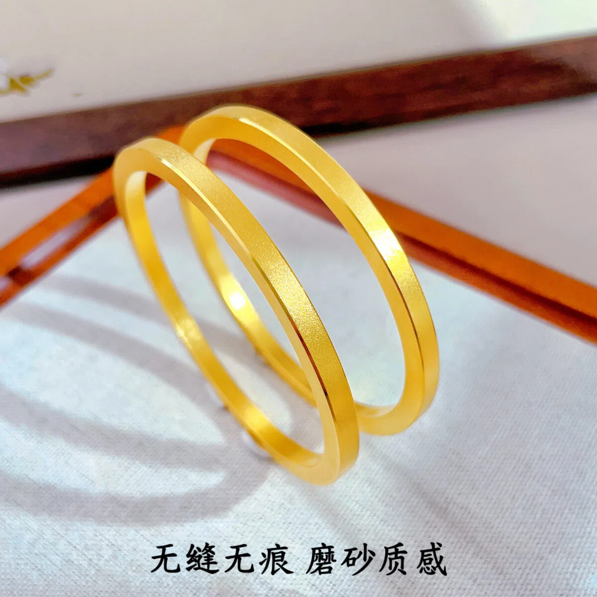 铜合金手镯 赫美轻奢 新中式古法四方平安镯镀K金刘亦菲同款