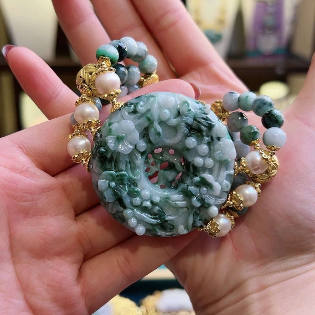 翡翠手链银S925镶嵌手链