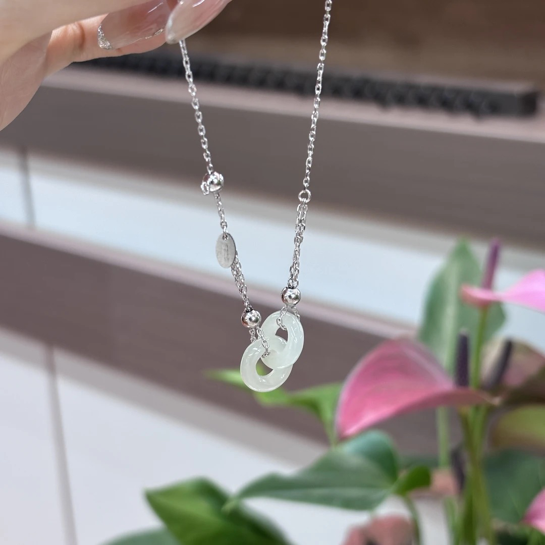 090402wm和田玉青海料环环相扣s925银镶手链多样性发其一