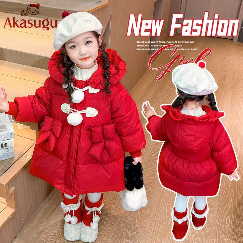 女童棉服新款2025儿童冬季洋气棉袄宝宝加厚保暖年服外套纯色公主