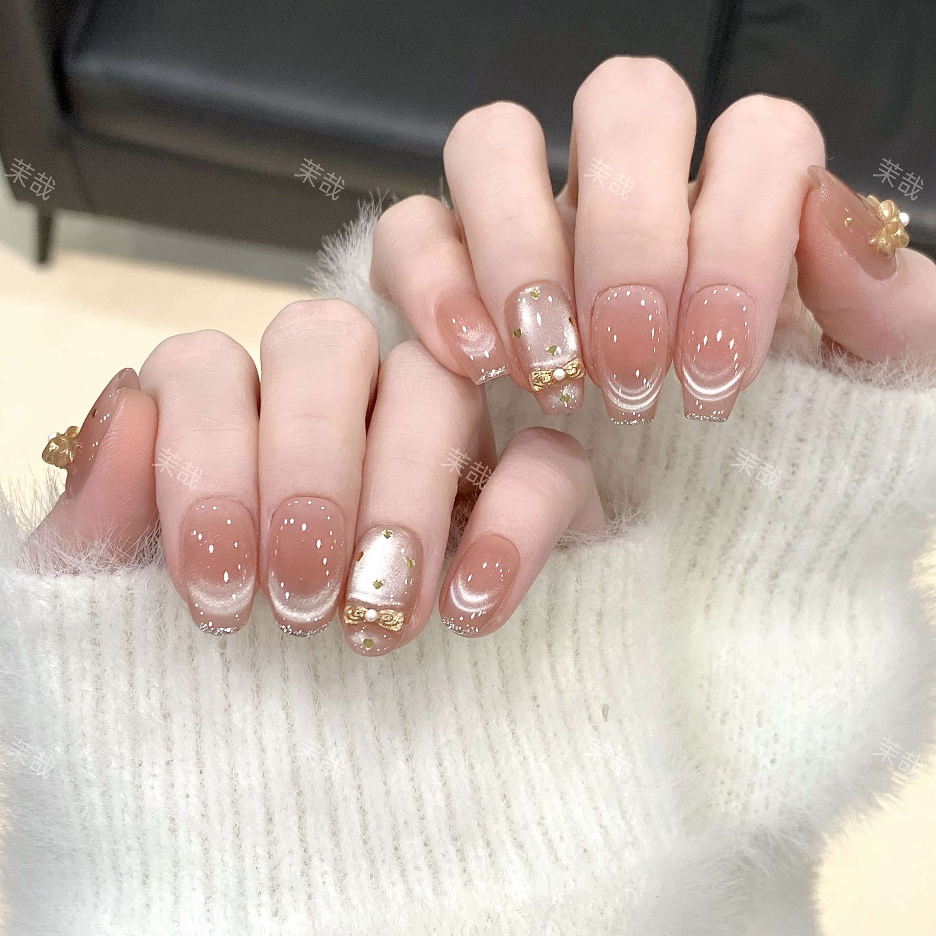 茉哉II现货【金粉世家】纯手工定制美甲拆卸穿戴甲A3995