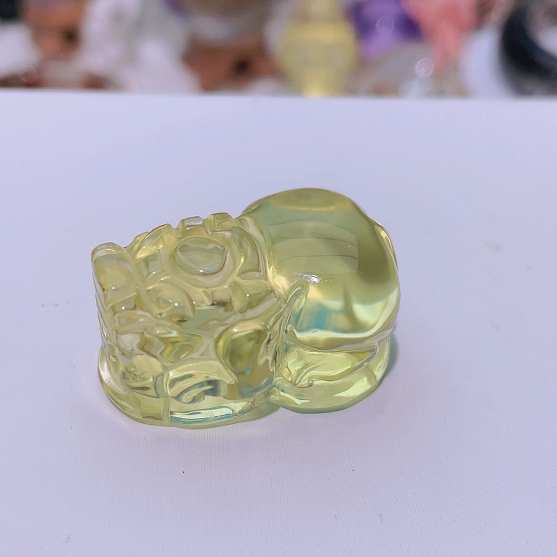 水晶颈饰未镶嵌天然黄水晶冰透全净体貔貅