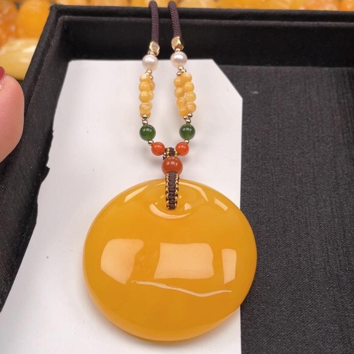 蜜蜡裸石未镶嵌蜜蜡公主扣吊坠