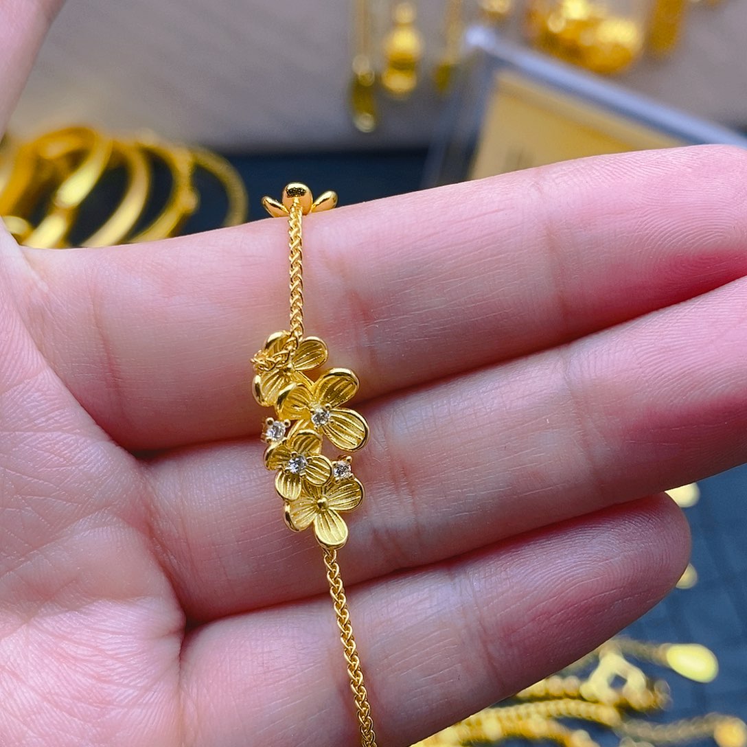 纯铜石英石牡丹花手链