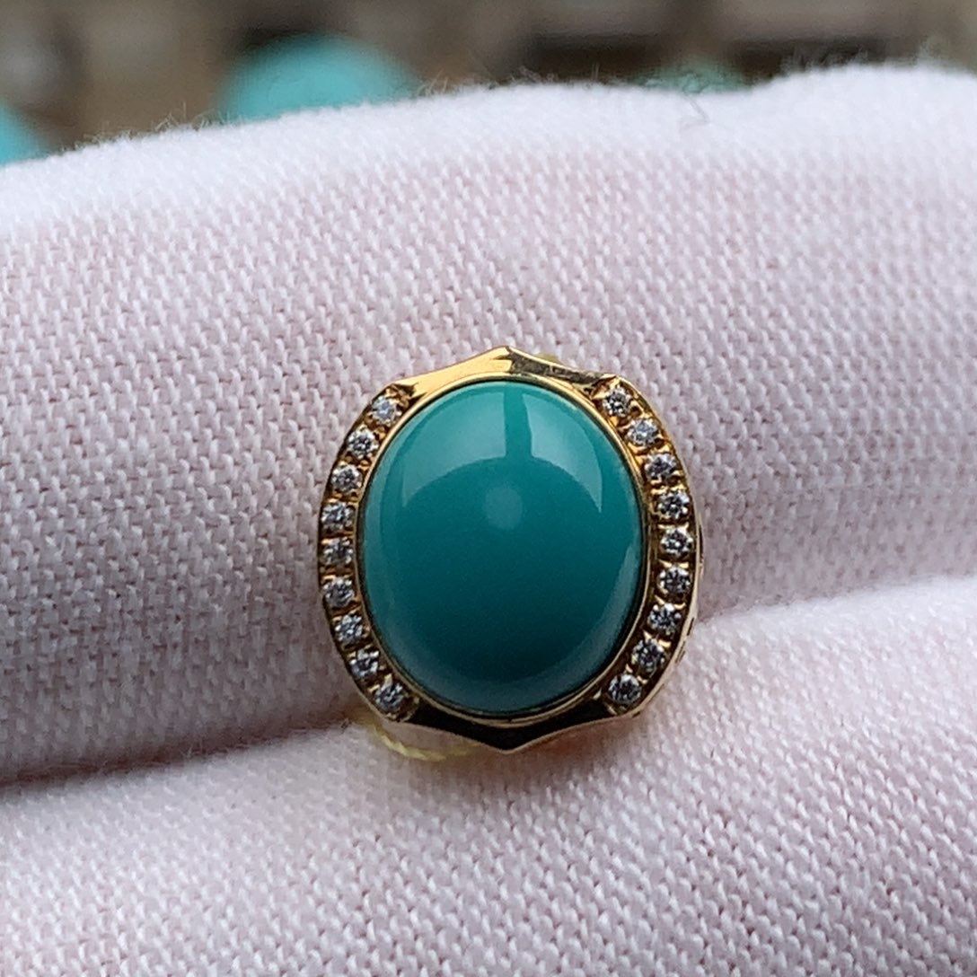 绿松石18K金镶嵌珠宝奇石