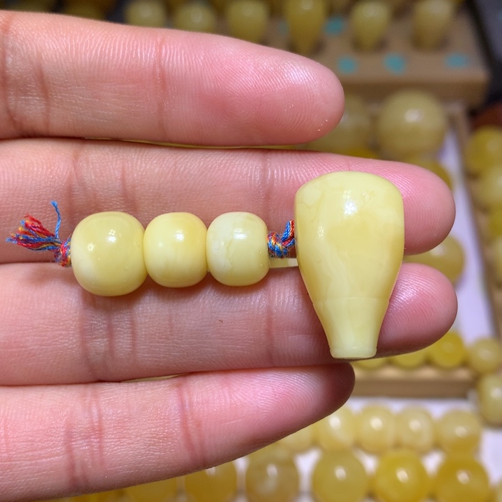 蜜蜡裸石未镶嵌天然俄料浓白花蜜蜡套装10.2-14.7