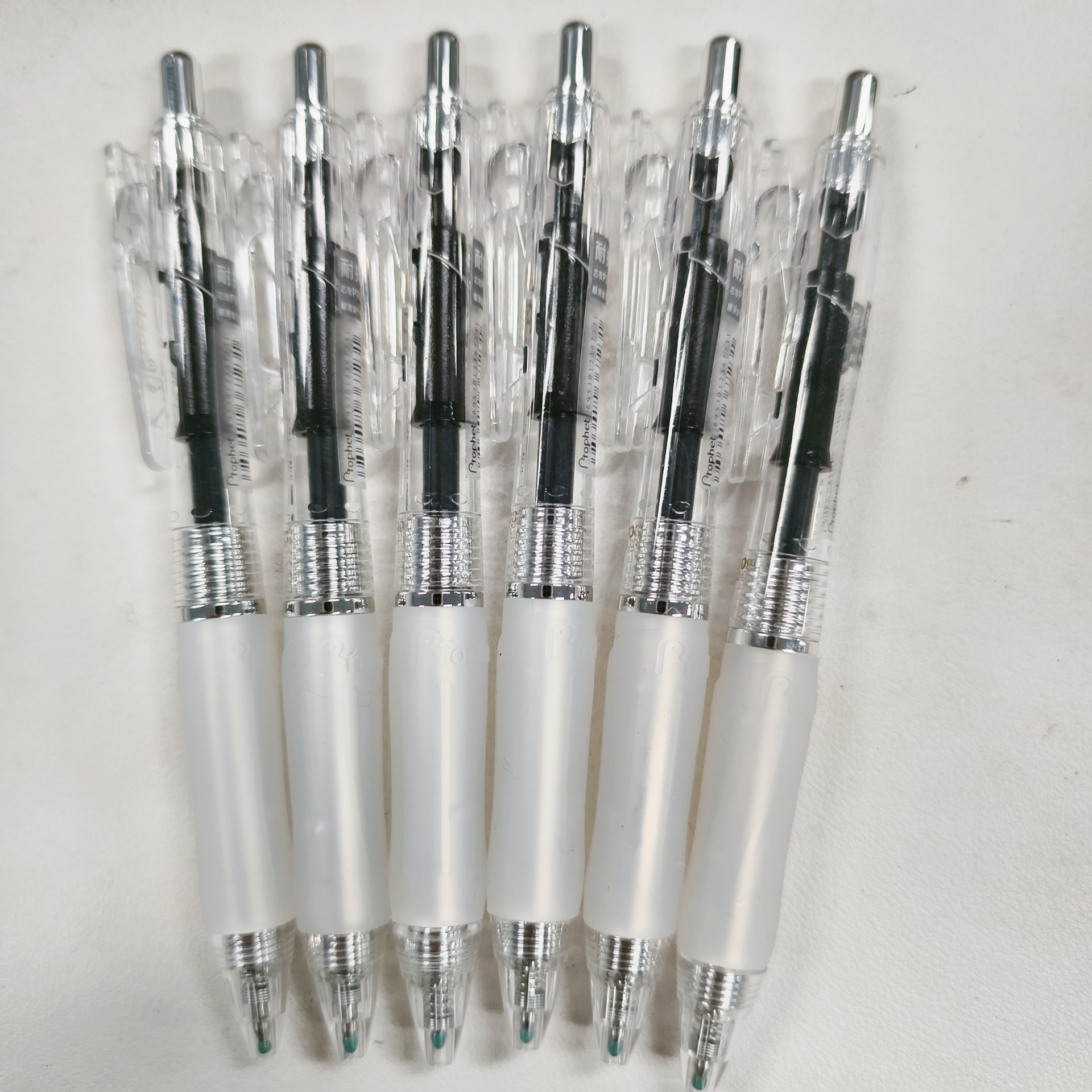 【黑墨-6支】A33鸭先知金羽毛按动中性笔