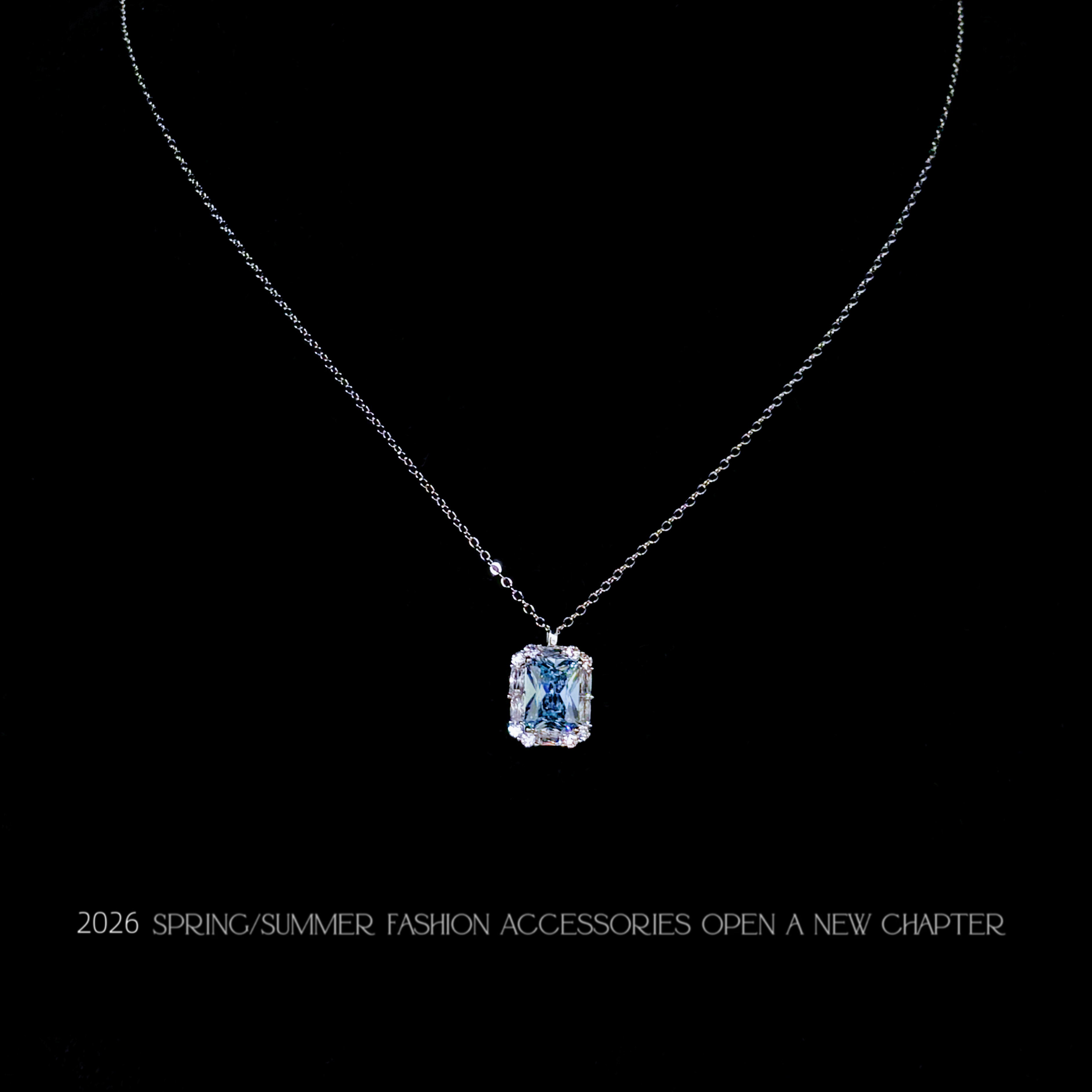 铜合金项链 镀白金 2026款G1700【深海方糖】BOBAOLI 项链