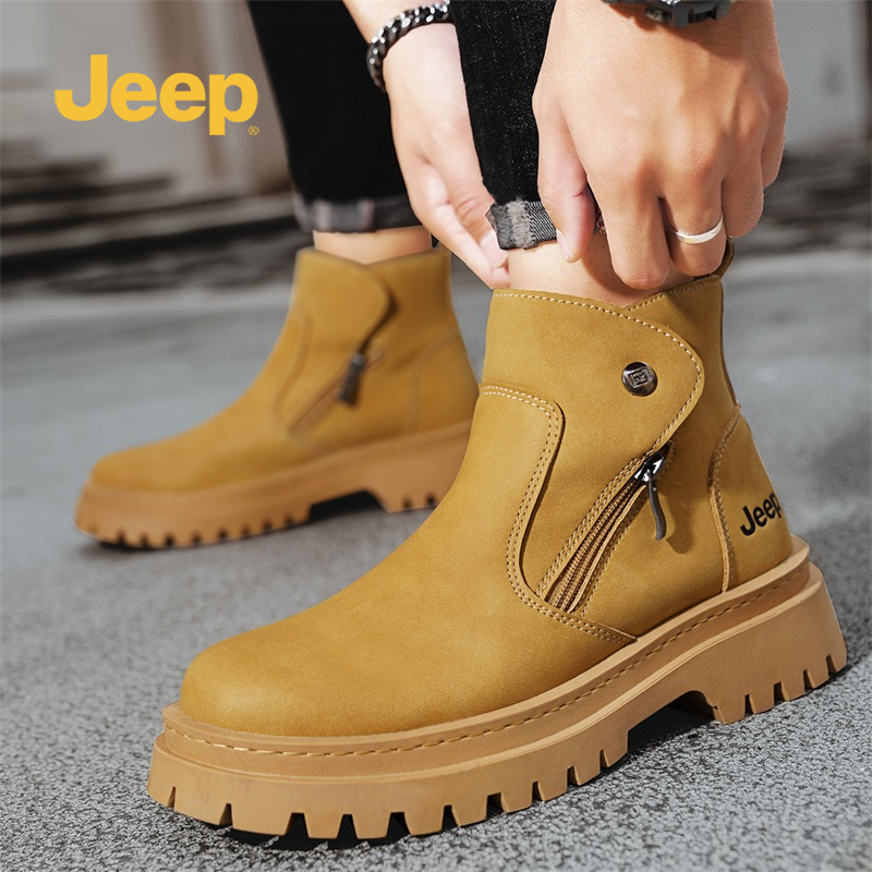 jeep吉普男鞋2025秋季新款防滑厚底马丁靴切尔西靴机车短靴大黄靴