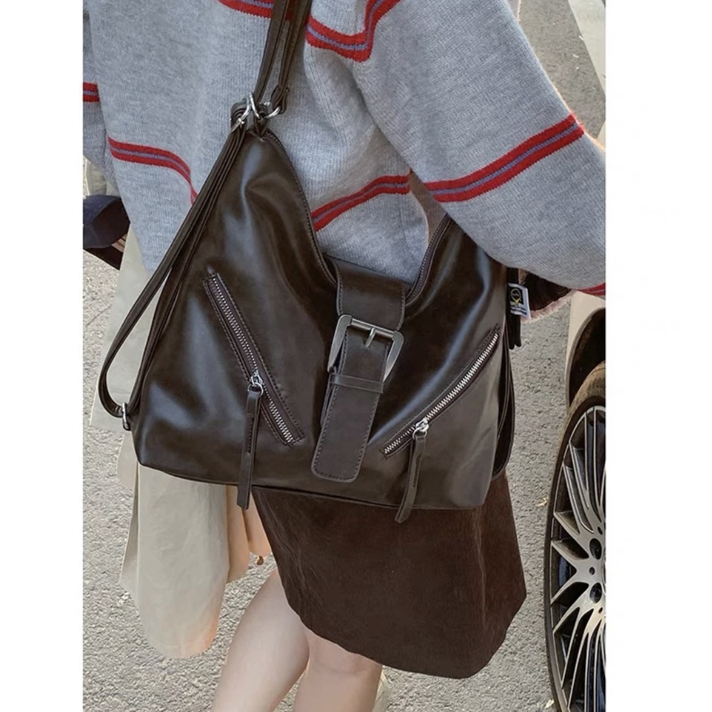 简约复古大容量包包女2025新款通勤托特包高级感百搭单肩双肩包