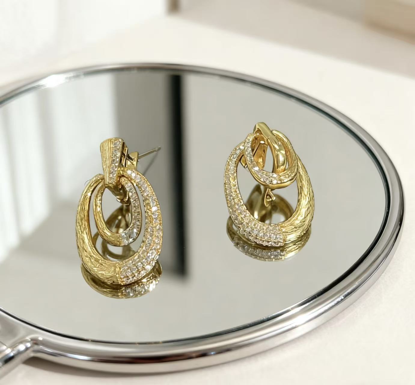 【越美丽】--V金意大利精工拉丝质感高级极简耳饰zr1219