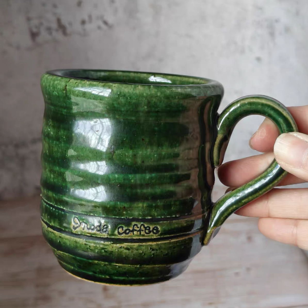 老绿织布带款马克杯中古商品默认瑕疵no退no换